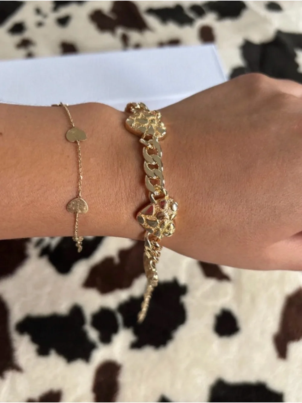 Gold-plated nugget Heart Link Bracelet - Women Jewelry